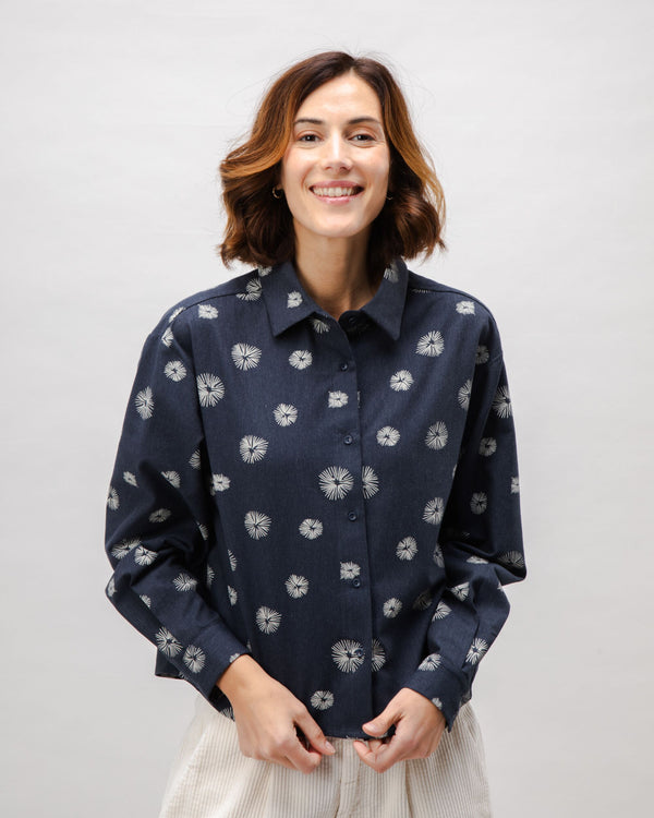 Brava Fabrics Urchin Boxy Flannel Blouse Navy