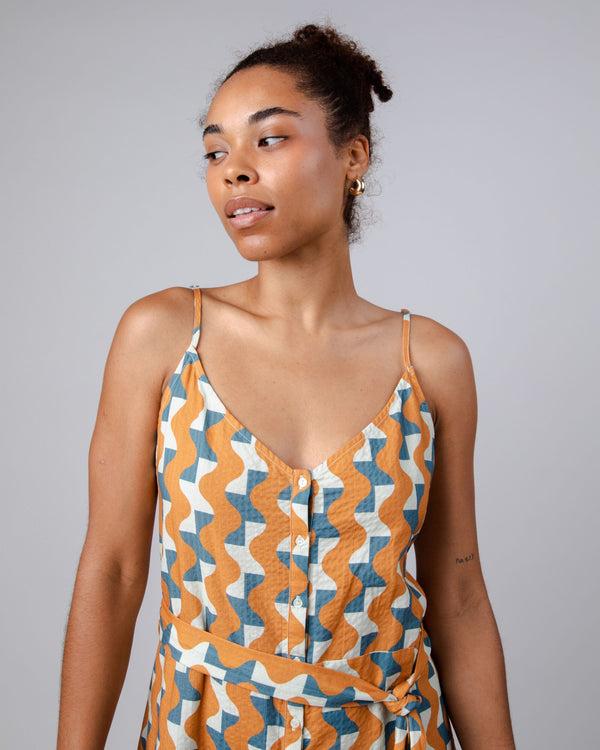 Brava Fabrics Vestido Largo Big Tiles Ocre