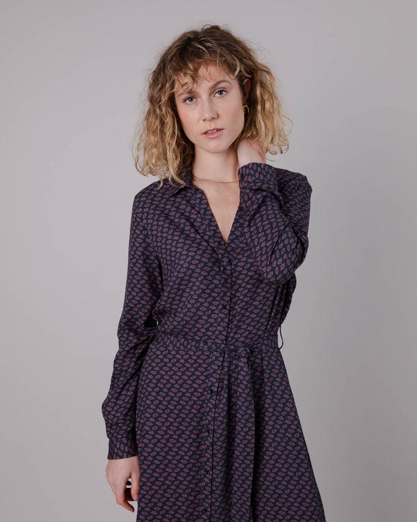 Brava Fabrics Vestido Largo Cuello Pico Lips Prune