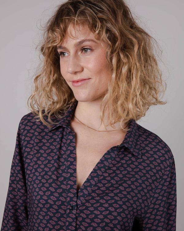 Brava Fabrics Vestido Largo Cuello Pico Lips Prune