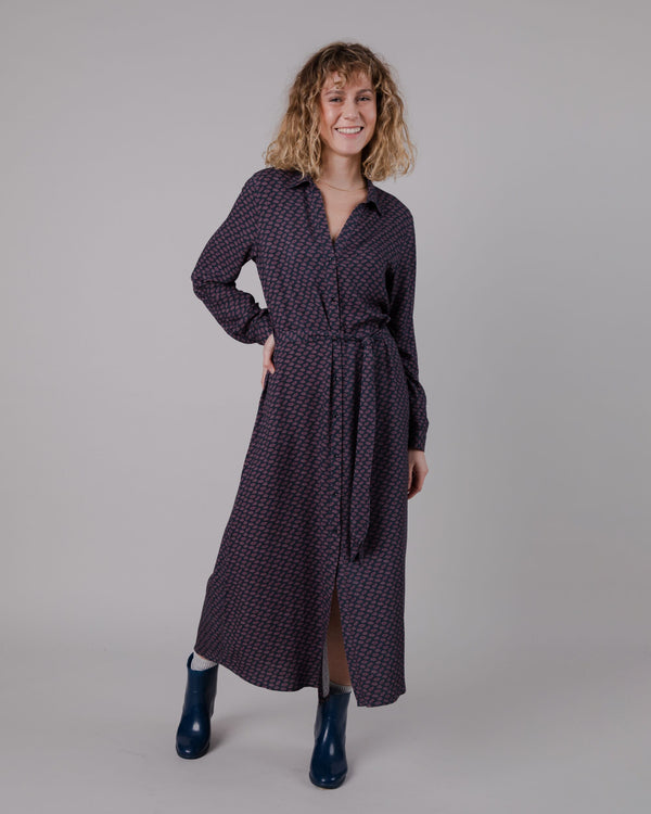 Brava fabrics Vestido Largo Cuello Pico Lips Prune