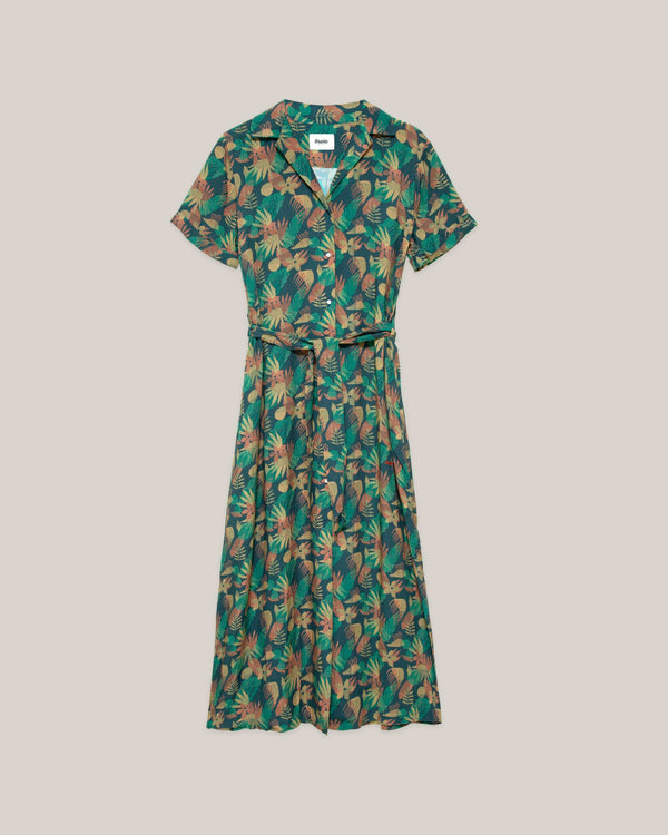 Brava Fabrics Vestido Largo Flower Vichy Azul