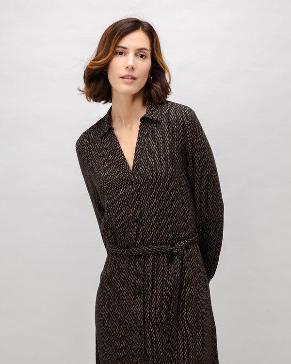 Brava Fabrics Vestido V-Neck Mist Viscosa Negro