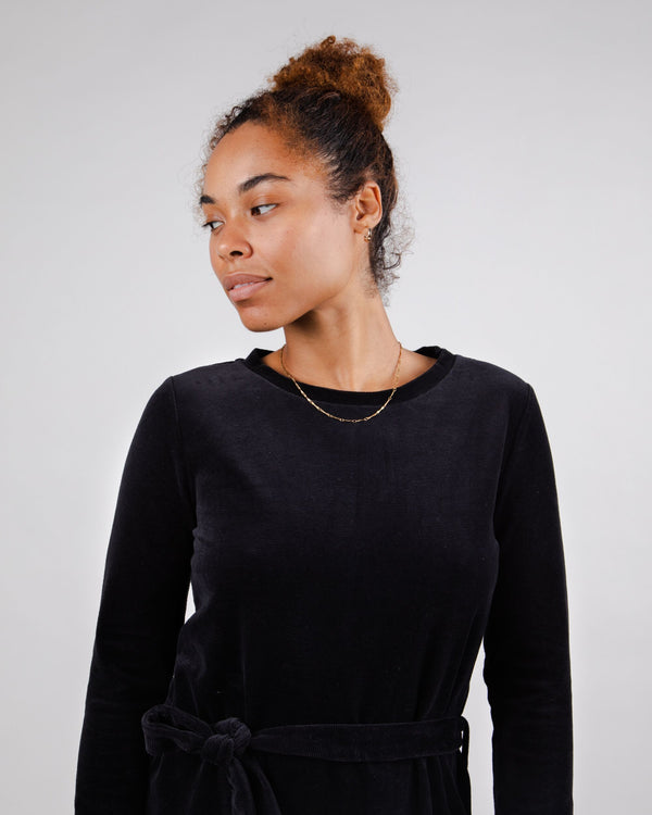 Brava Fabrics Vestido Velvet Nudo Black