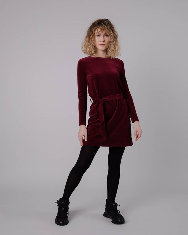 Brava Fabrics Vestido Velvet Nudo Prune