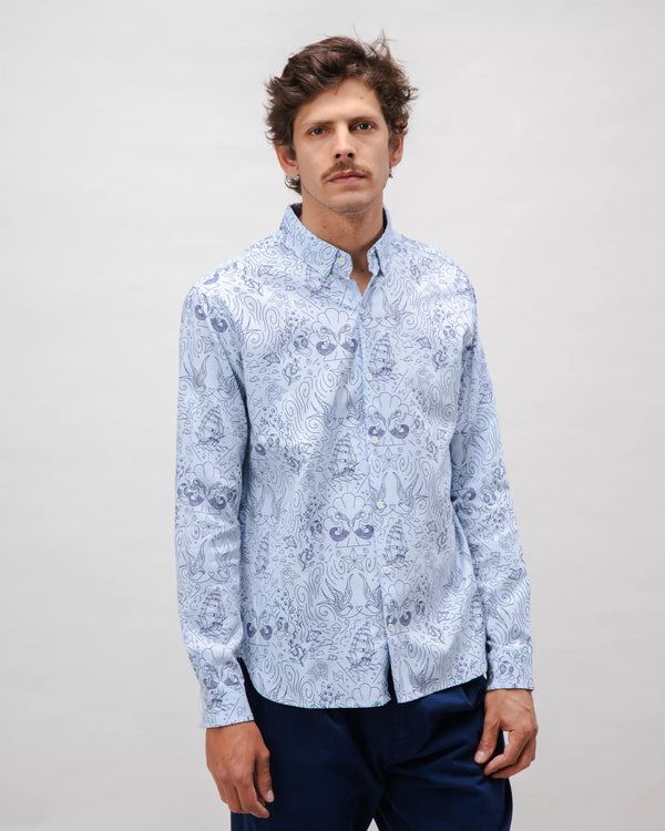 Brava Fabrics Camisa Algodón Seven Seas Oxford Azul