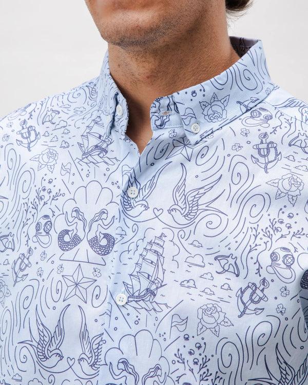 Brava fabrics Camisa Algodón Seven Seas Oxford Azul