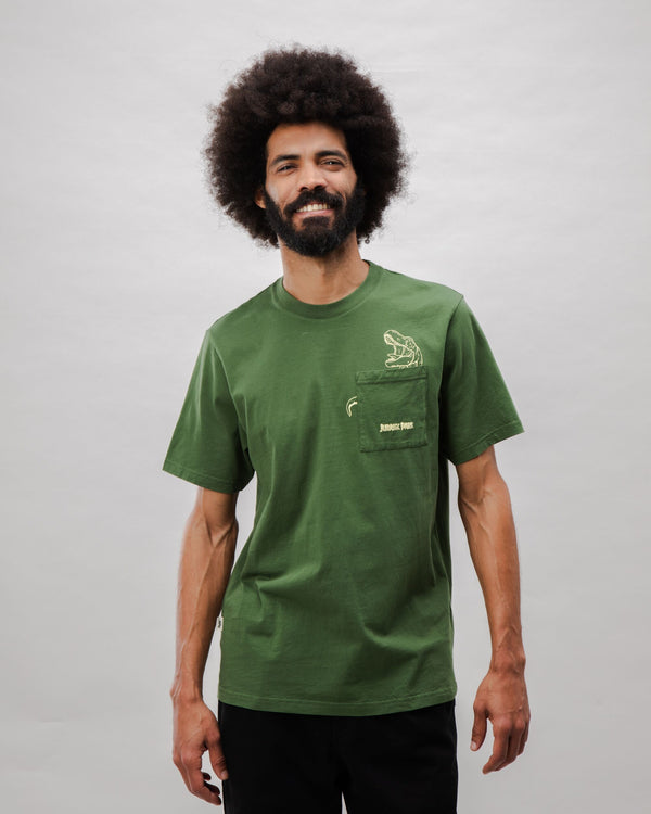 Brava Fabrics Camiseta Algodón Jurassic Park Dino Verde