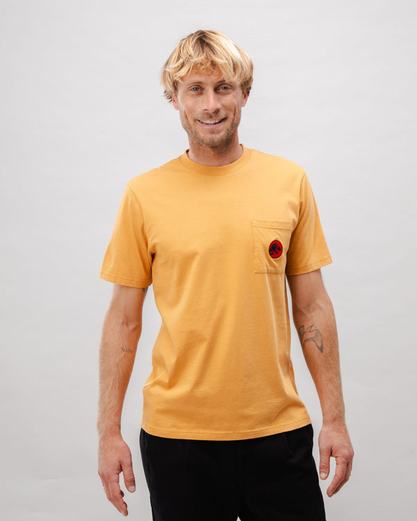 Brava Fabrics Camiseta Algodón Jurassic Park Logo Ocre
