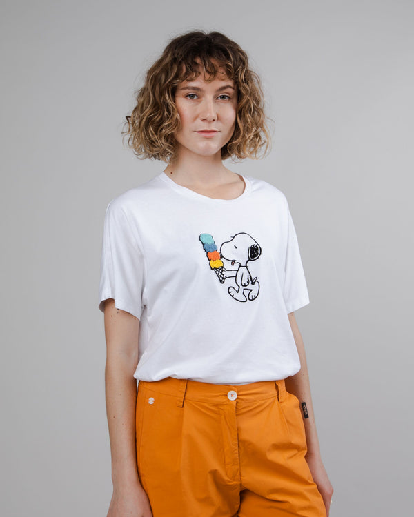Brava Fabrics Camiseta Oversize Peanuts Icecream Blanca
