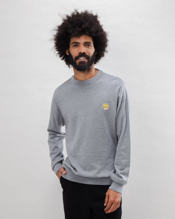 Brava Fabrics Jersey Lana Playmobil Face Grey Melange