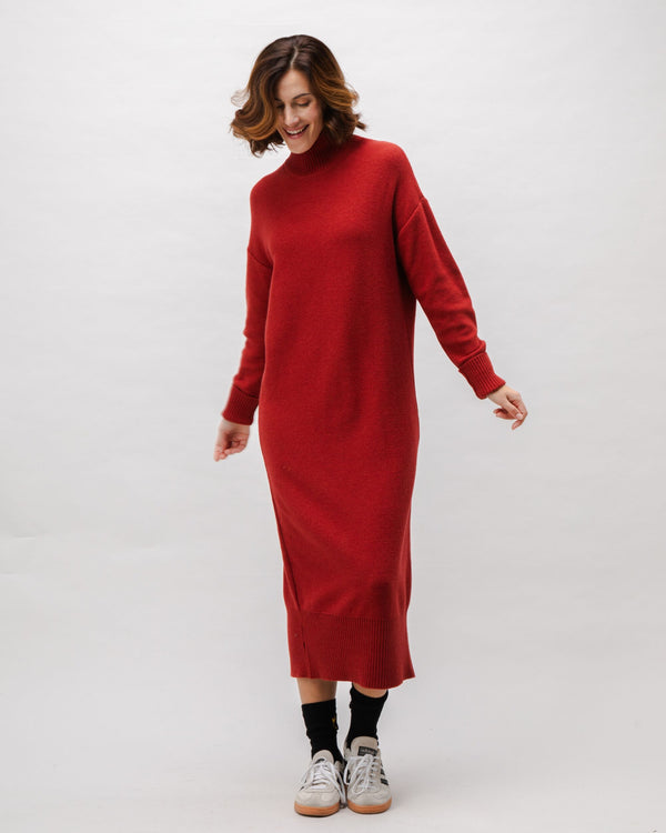 Brava Fabrics Long Knitted Wool Cashmere Dress Red Clay