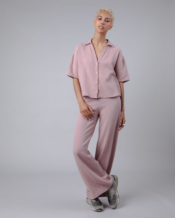 Brava Fabrics Pantalón Ancho Algodón Bubble Rosa Claro