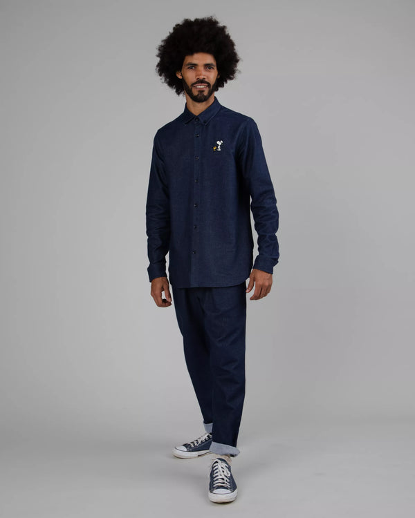 Brava Fabrics Peanuts Camisa De Franela Snoopy & Woodstock Navy