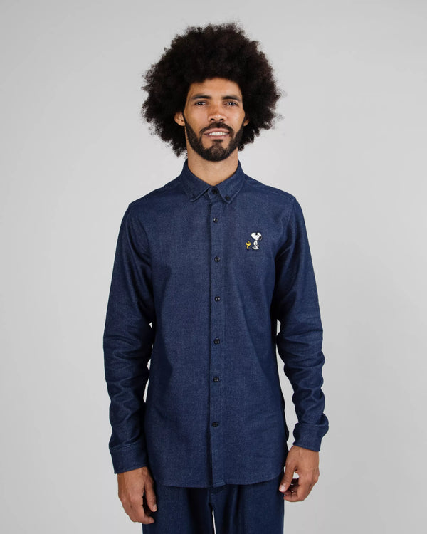 Brava Fabrics Peanuts Camisa De Franela Snoopy & Woodstock Navy
