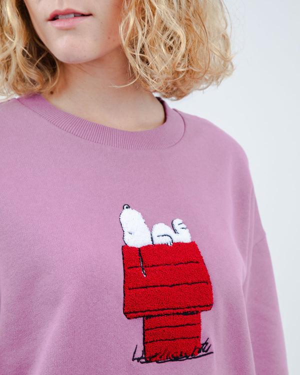Brava fabrics Peanuts Snoopy Rounded Cotton Sweatshirt Grape