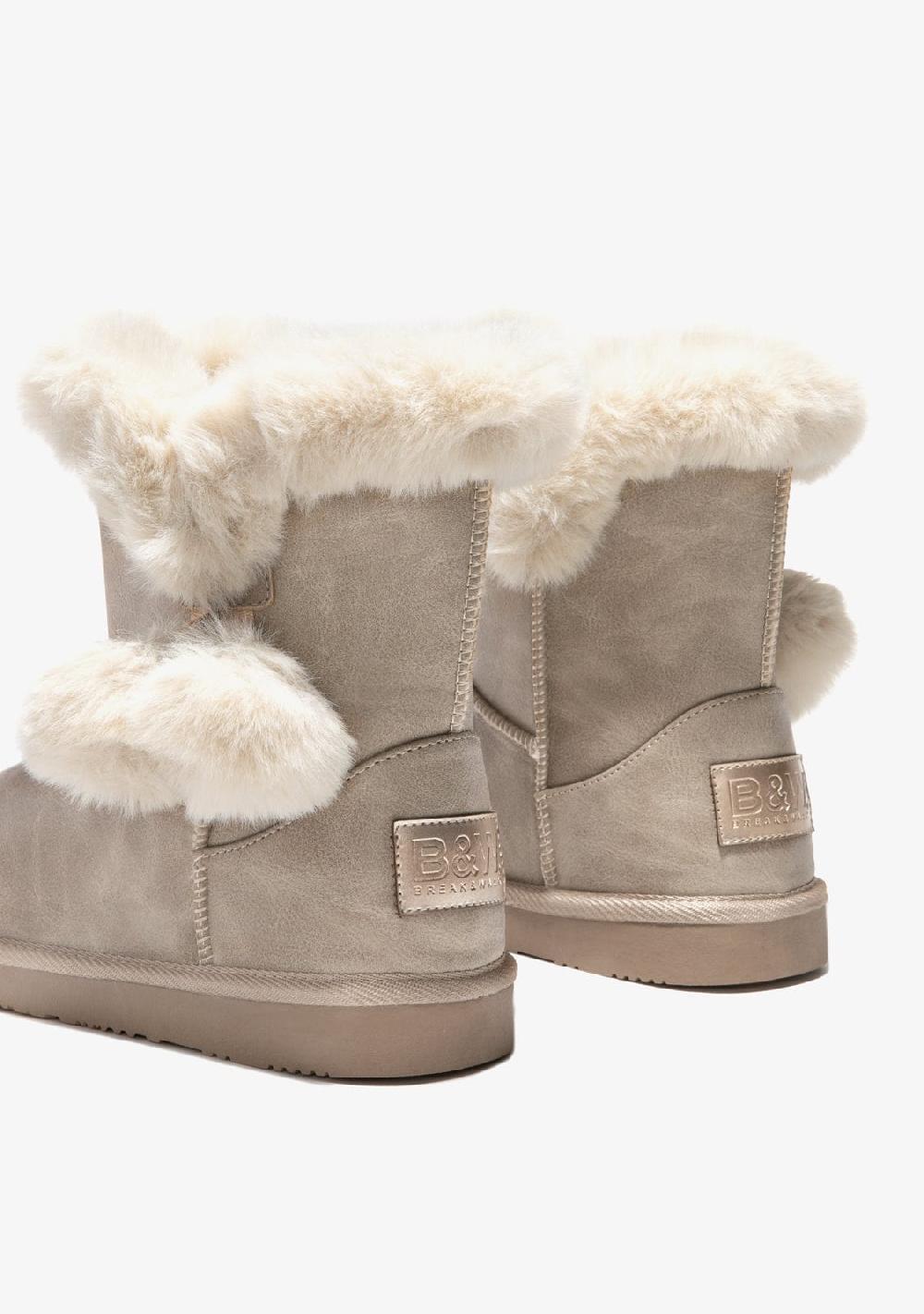 Break & Walk Botas Australianas Pompón Pelo Napa Beige