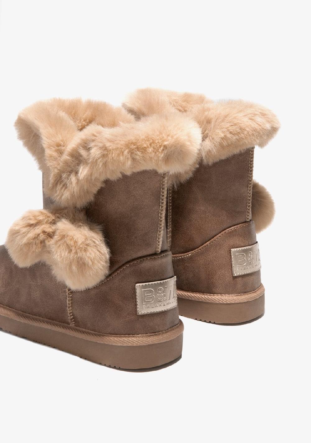 Break & Walk Botas Australianas Pompón Pelo Napa Camel