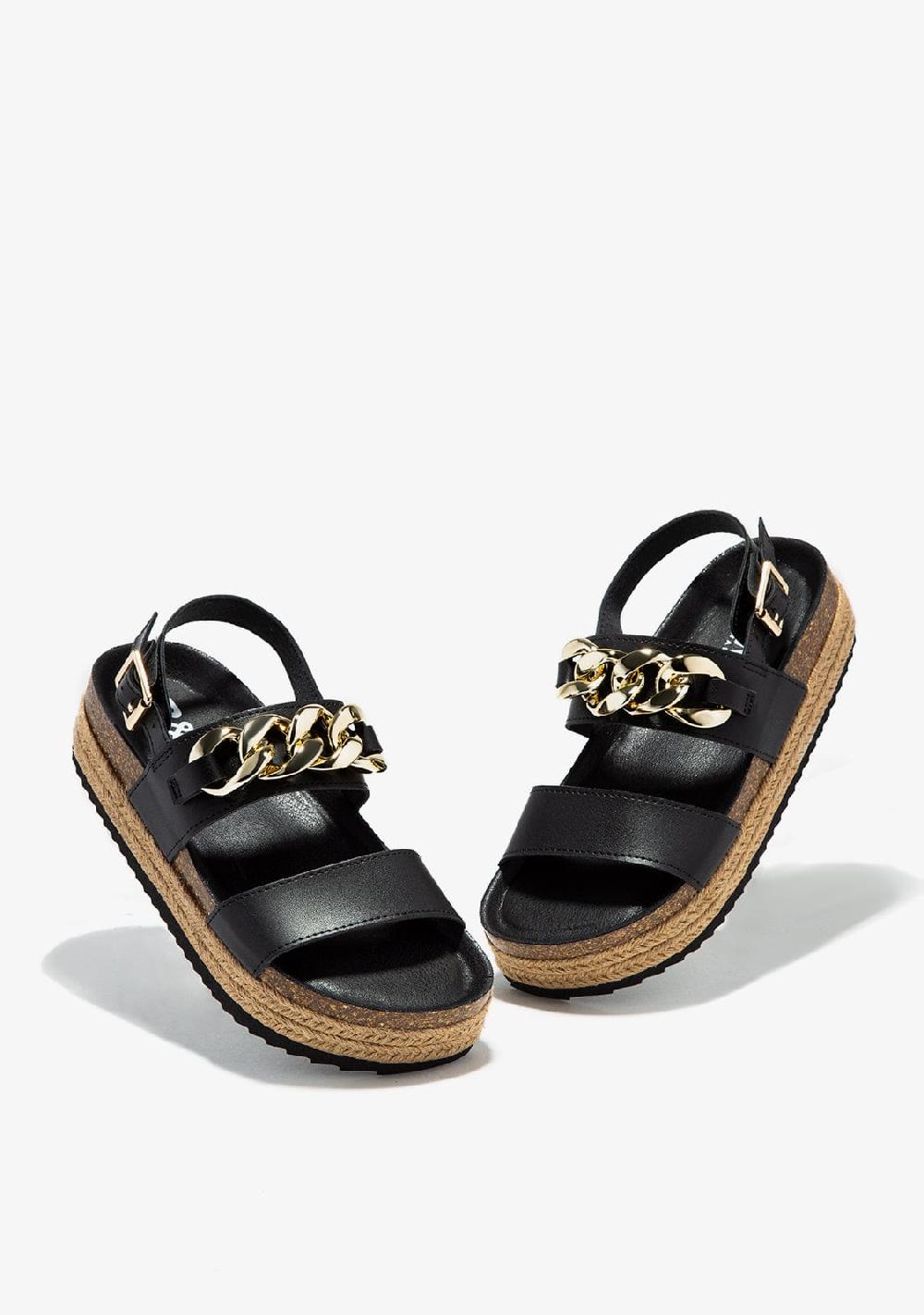 Break & Walk Sandalias Cadena Plataforma Negro