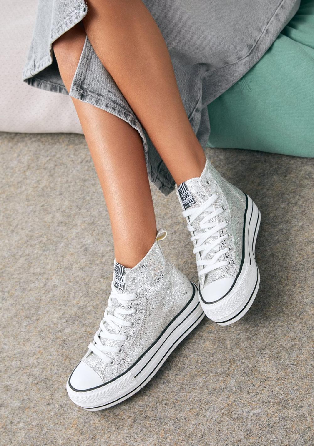 Break & Walk Zapatillas Altas Con Purpurina Plata