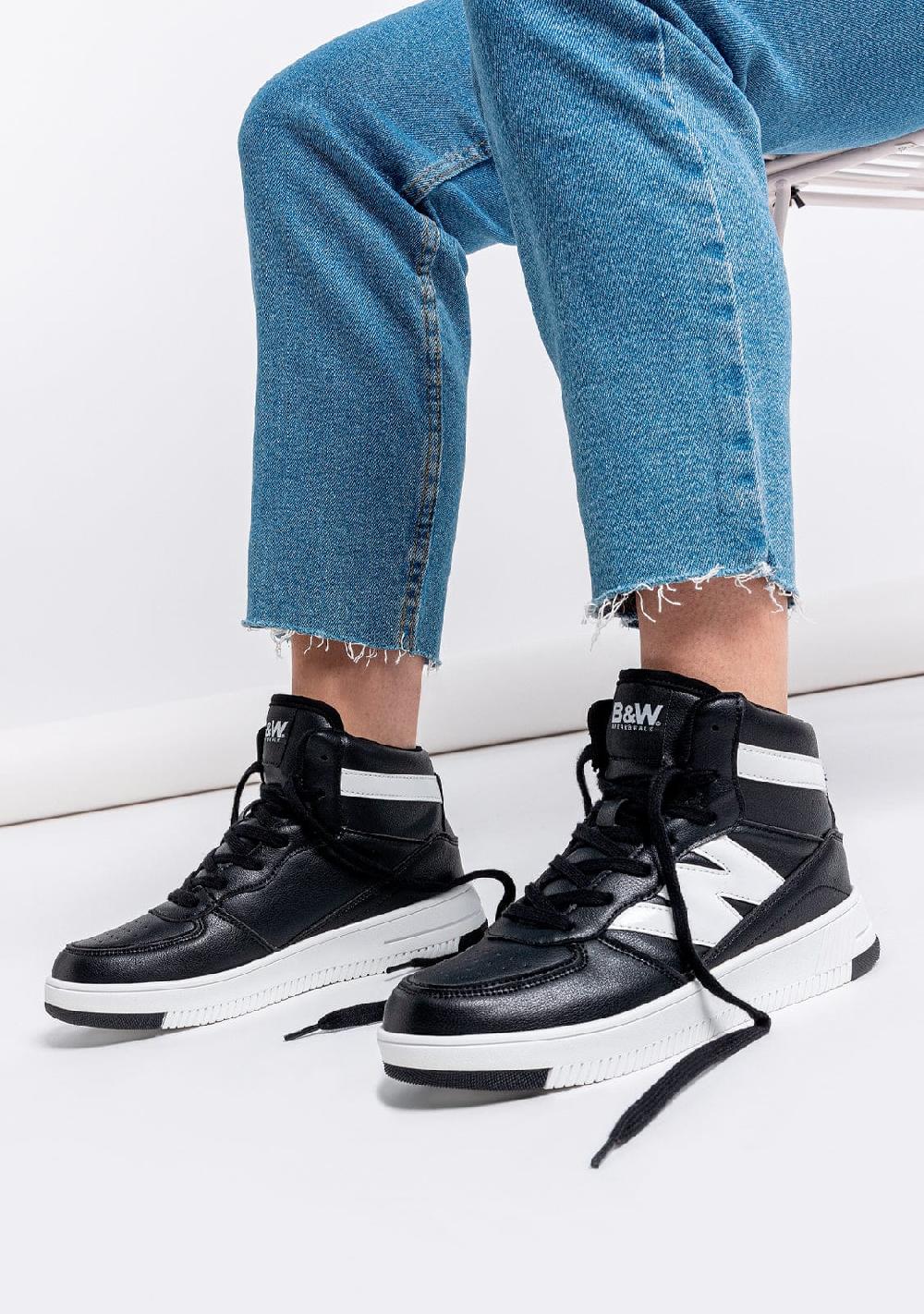 Break & Walk Zapatillas Altas Napa Negro Blanco