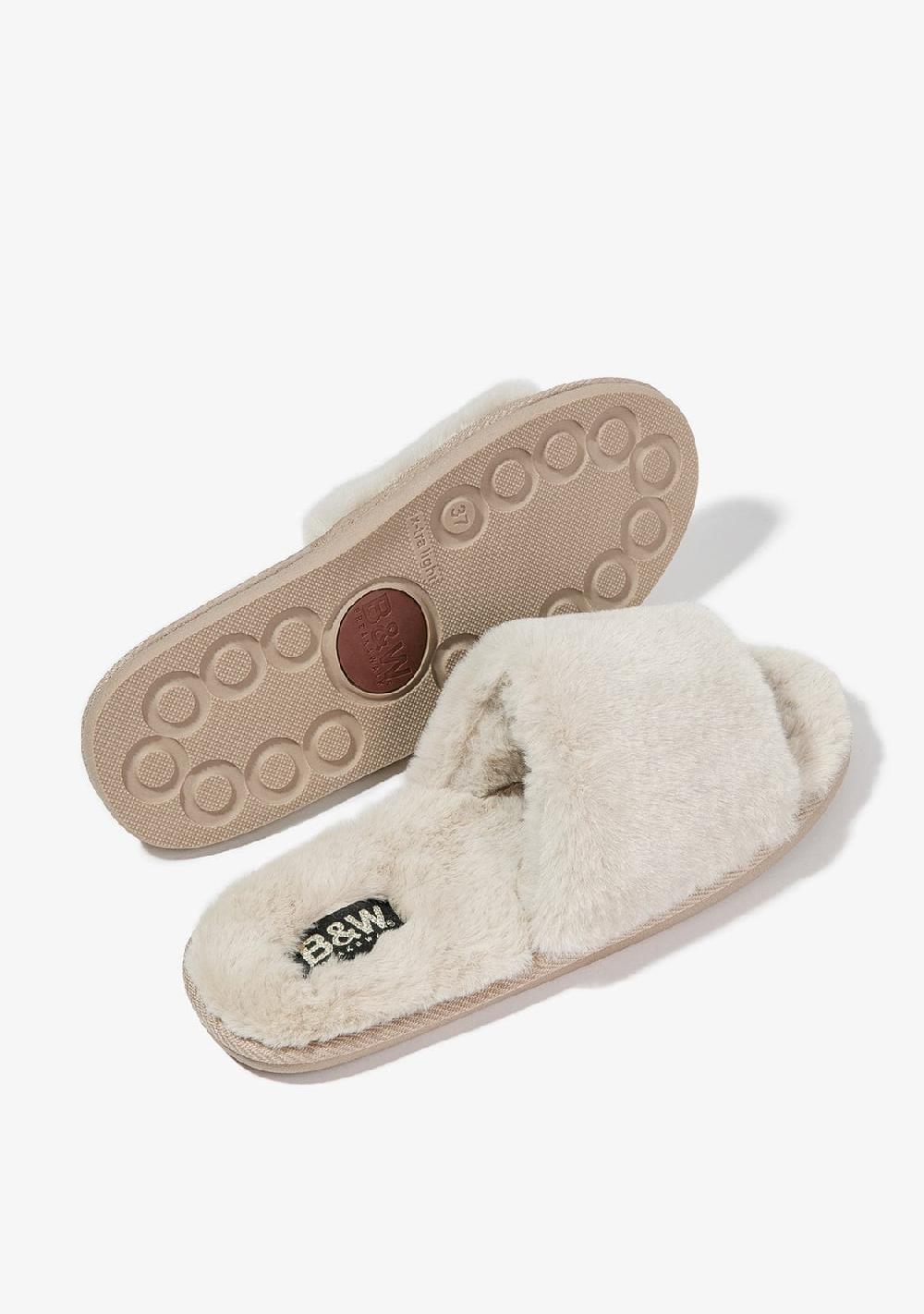 Break & Walk Zapatillas De Casa Pala Pelo Beige