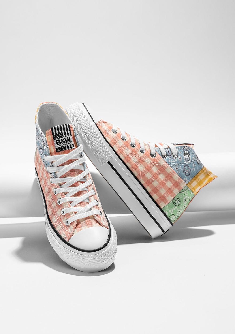 Break & Walk Zapatilla Alta Doble Plataforma Multi Patchwork