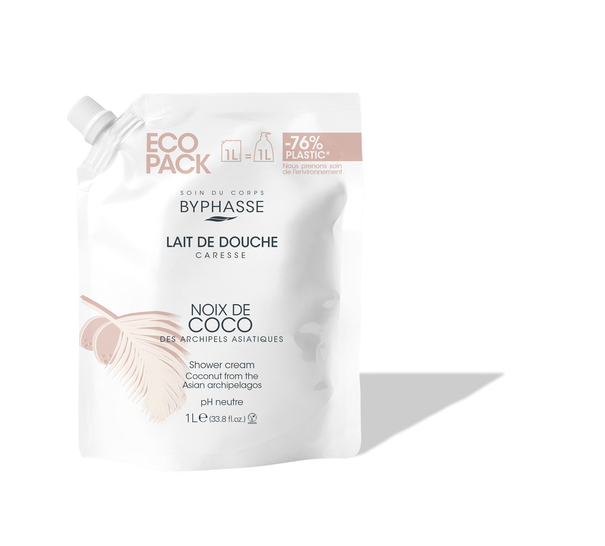 Byphasse CARESSE SHOWER CREAM ECOPACK 1L