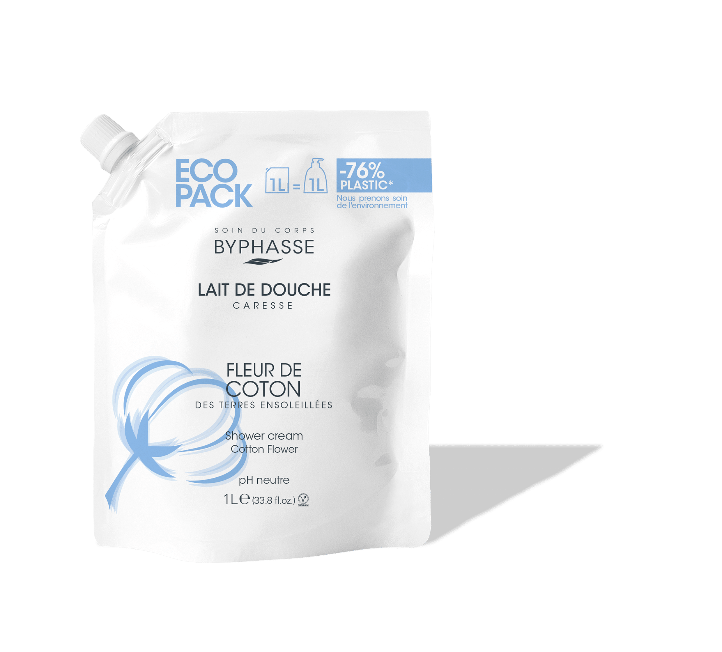 Byphasse CARESSE SHOWER CREAM ECOPACK 1L