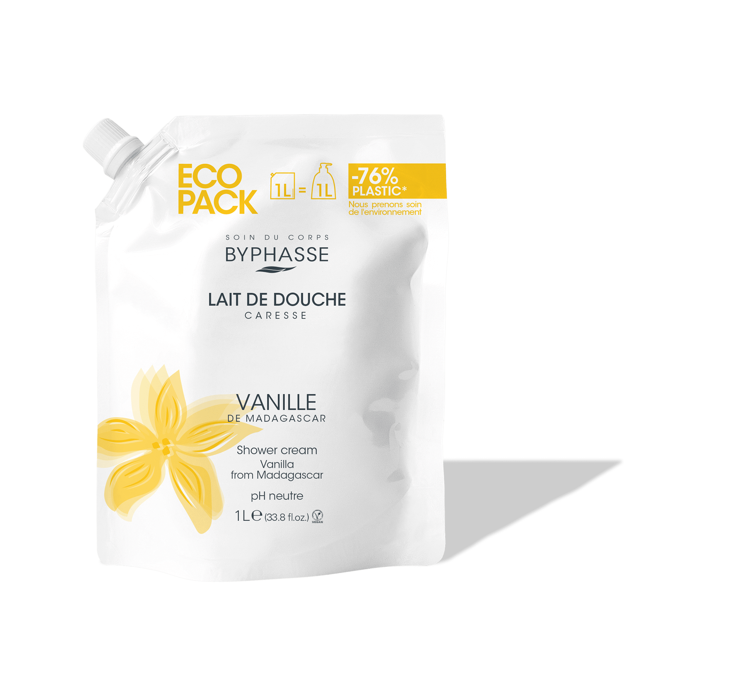 Byphasse CARESSE SHOWER CREAM ECOPACK 1L