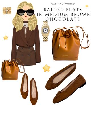 Calita Shoes BALLERINAS FLATS BROWN MEDIUM CHOCOLATE SUEDE ( CARIOCA 4345) R44