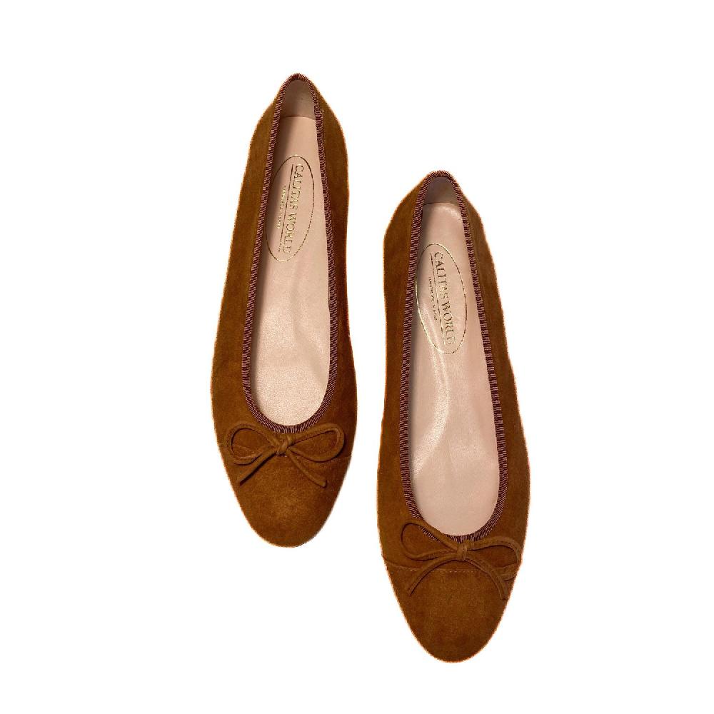 Calita Shoes BALLERINAS FLATS BROWN MEDIUM CHOCOLATE SUEDE ( CARIOCA 4345) R44