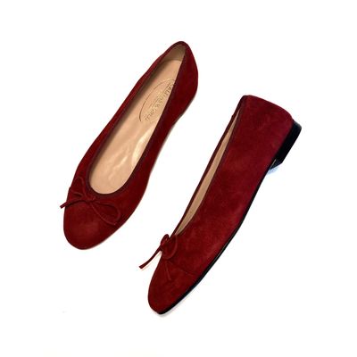 Calita Shoes BALLERINAS FLATS BURGUNDY SUEDE ( YECLA 3662) R48