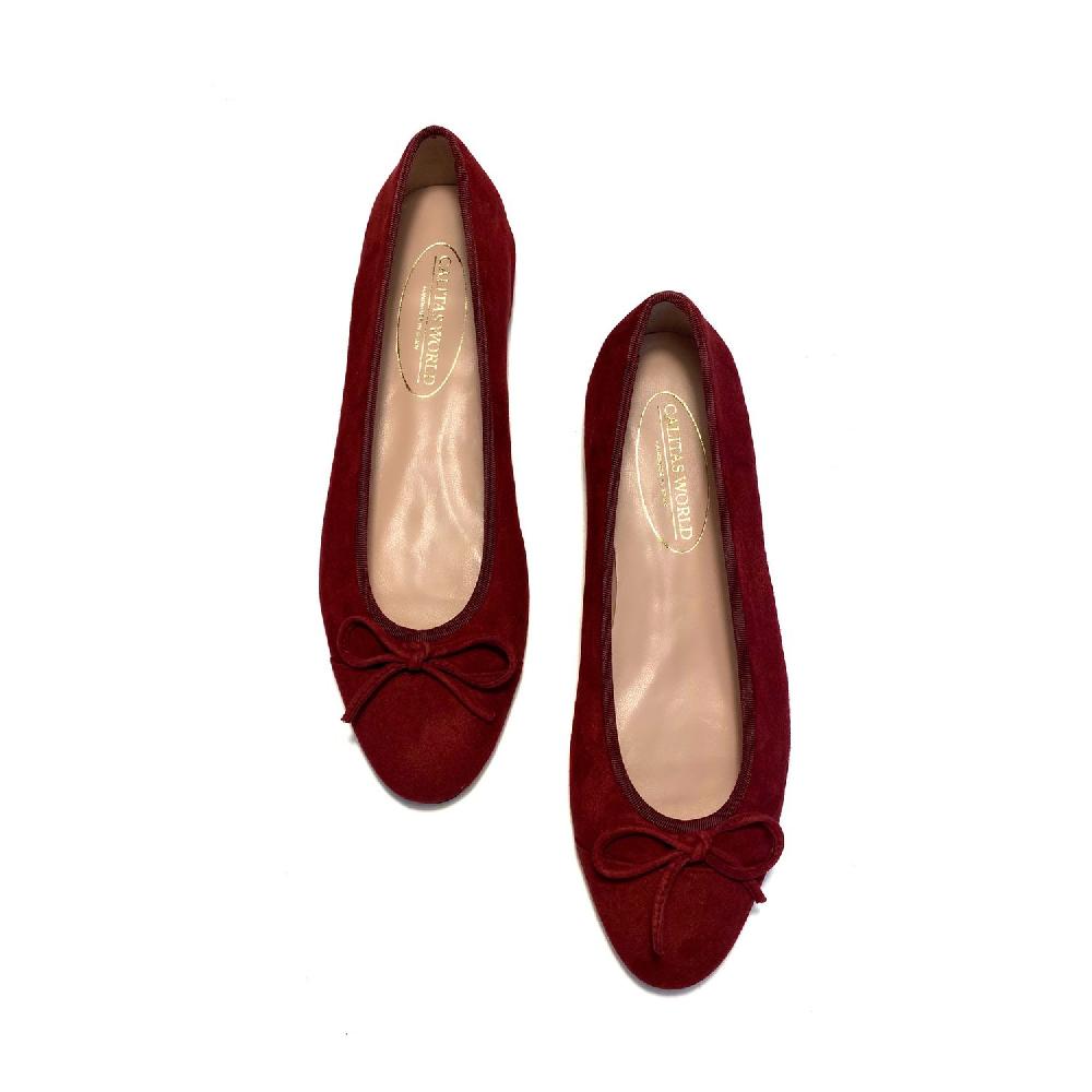 Calita Shoes BALLERINAS FLATS BURGUNDY SUEDE ( YECLA 3662) R48