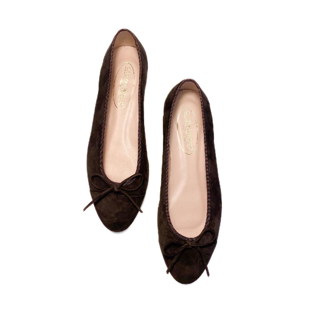 Calita Shoes BALLERINAS FLATS DARK BROWN SUEDE ( TESTA 3039) R43