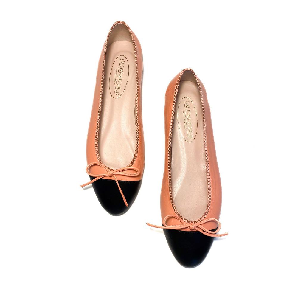 Calita Shoes BALLERINAS FLATS PINK MELON PELLE (MUDEJAR 4061) R630 BLACK TOE