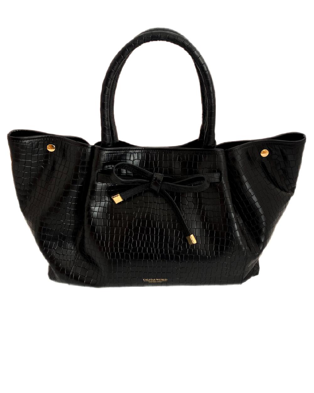Calita Shoes CALA TOTE BLACK (CROC EFECTO )