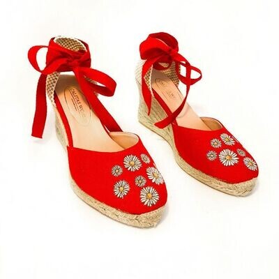 Calita Shoes ​CAMPESINAS RED DAISIES​ HEIGHT 9 CMS