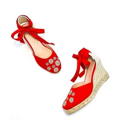 Calita Shoes ​CAMPESINAS RED DAISIES​ HEIGHT 9 CMS