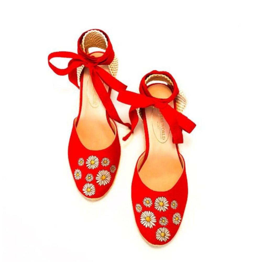 Calita Shoes ​CAMPESINAS RED DAISIES​ HEIGHT 9 CMS