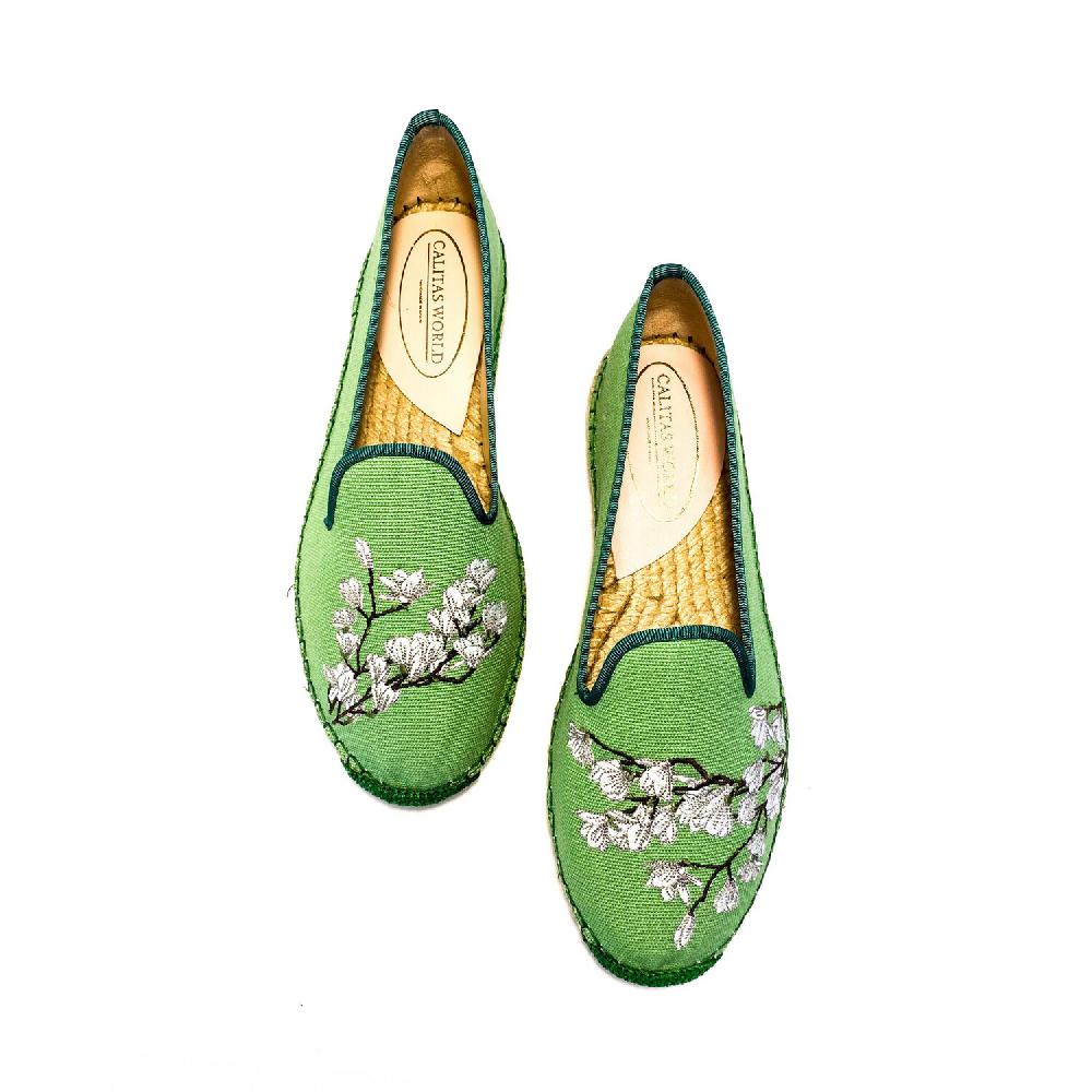 Calita Shoes ​ESPADRILLES GREEN 53 WHITE BLOSSOM
