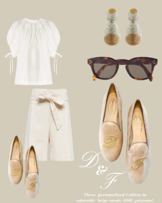 Calita Shoes LOAFERS BEIGE SUEDE GOLDEN INITIALS