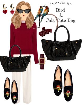 Calita Shoes LOAFERS BLACK VELVET BIRD