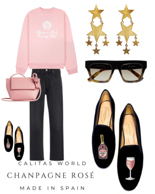 Calita Shoes ​LOAFERS BLACK VELVET CHAMPAGNE ROSÉ