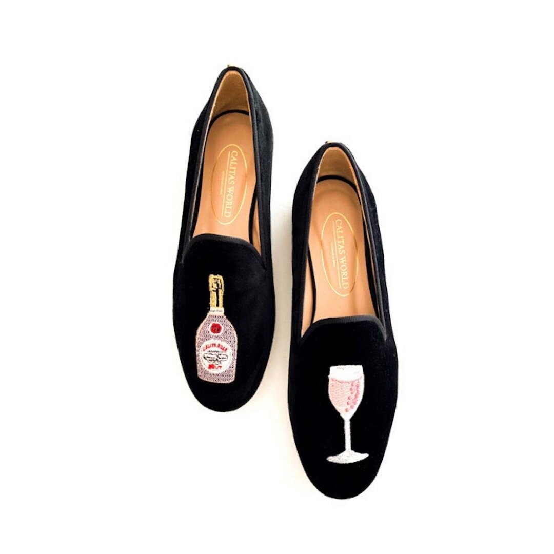 Calita Shoes ​LOAFERS BLACK VELVET CHAMPAGNE ROSÉ