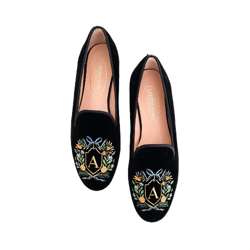 Calita Shoes ​LOAFERS FLORAL/ORANGES CREST MONOGRAM