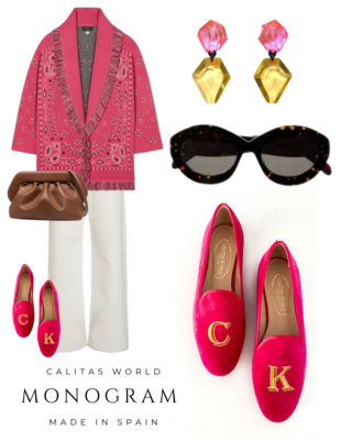Calita Shoes LOAFERS FUCHSIA SUEDE​ ALICE MONOGRAM