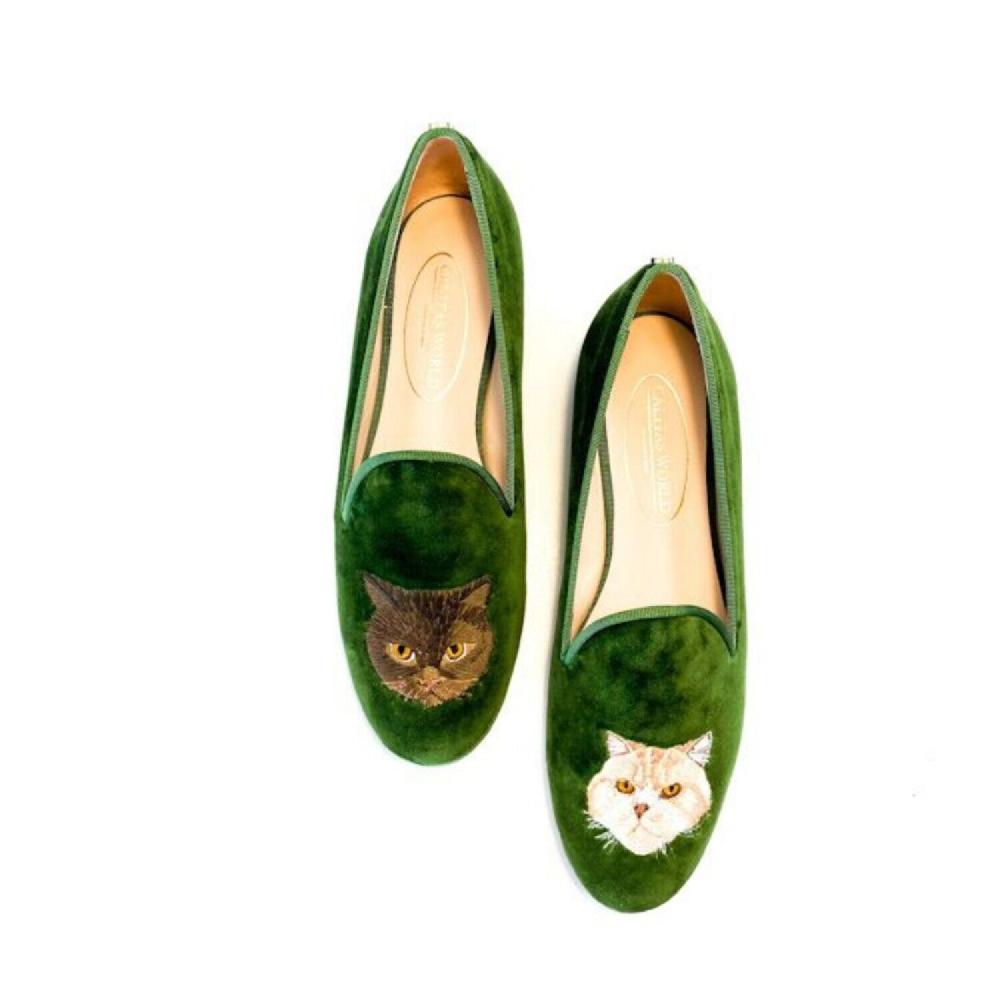 Calita Shoes ​LOAFERS GREEN 7ACO VELVET CATS
