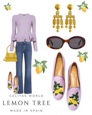 Calita Shoes ​LOAFERS LAVENDER LINEN LEMON TREE