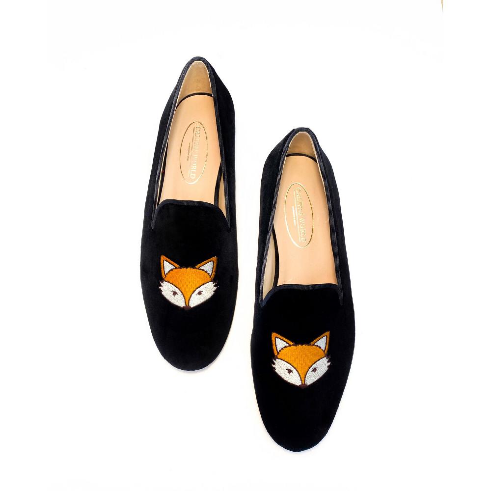 Calita Shoes ​LOAFERS MEN BLACK VELVET FOX